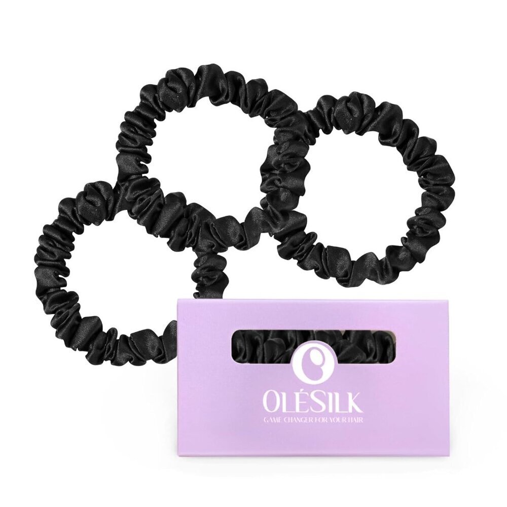 Silk Hair Ties for Women: 100% Mulberry Skinny Silk Scrunchies, Soft Smooth No D